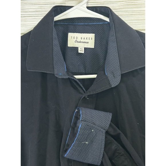 Ted Baker Endurance Mens‎ Black Flip Cuff  Trim Fit Shirt Woven Cotton M - Picture 1 of 9